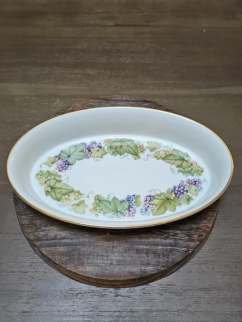 Royal Worcester Porcelain 11 Inch Oval Baker in Vine Harvest Pattern